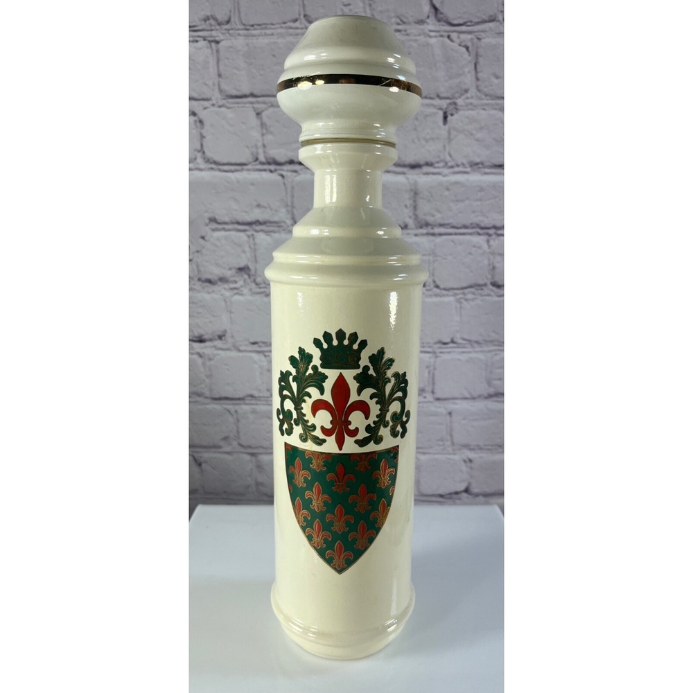 Vintage Old Fitzgerald Fleur De Lis Whiskey Bottle Glass Decanter Bar Decor